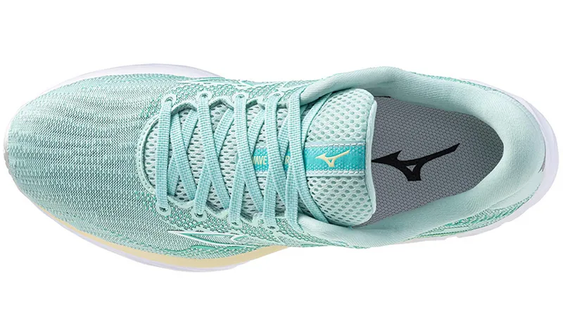 Mizuno Women's Wave Rider 27 Running Shoes Eggshell Blue/White/Anise Flower-8